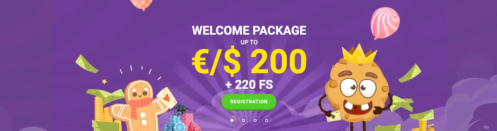 Cookie Casino welkomstpakket tot €/$ 200 + 220 free spins